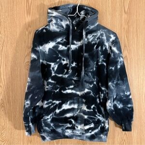 Dark Blue and White Tie-Dye Hoodie Sweatshirt